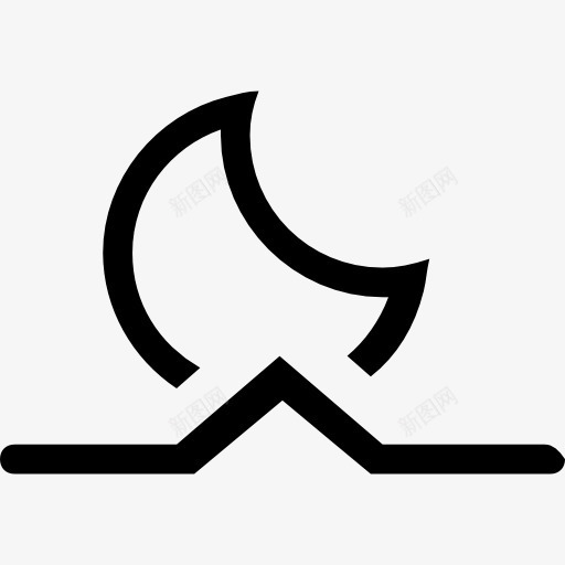 月出大纲图标png_新图网 https://ixintu.com 卫星 地平线 天气 山楂天气中风 接口 月亮 月出 月升 符号