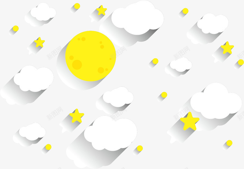 星空矢量图eps免抠素材_新图网 https://ixintu.com 云 星空 月亮 月球 矢量图