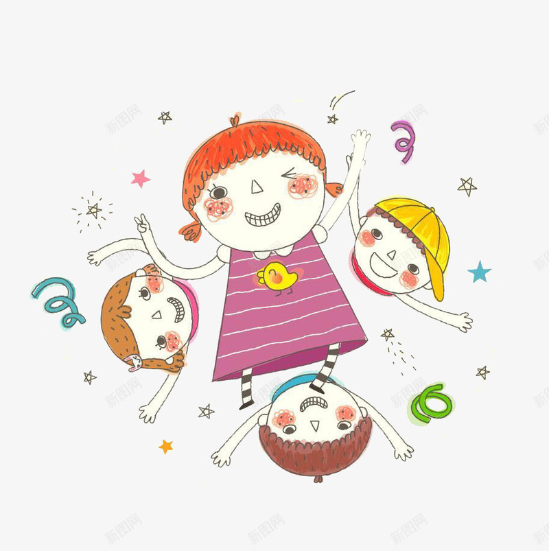 卡通胜利抛人png免抠素材_新图网 https://ixintu.com 俯视 庆祝 抛人 抛起 胜利 鸟瞰人