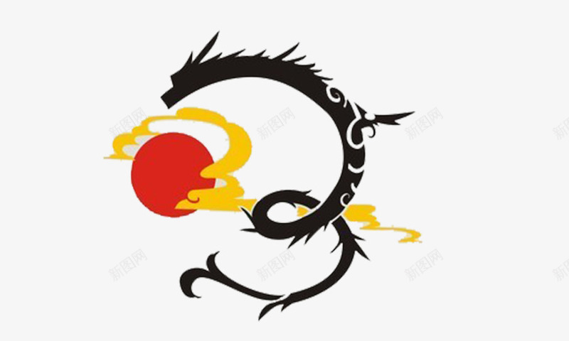 龙和太阳png免抠素材_新图网 https://ixintu.com 太阳 班旗 班级 飞翔 龙