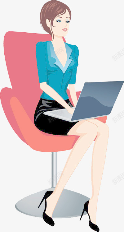 坐着工作的女士png免抠素材_新图网 https://ixintu.com 卡通 坐着 坐着的女人 女人 女士 手绘 沙发 电脑
