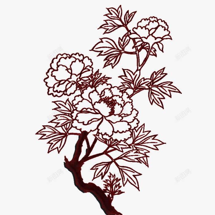 牡丹刺绣纹理装饰图案png免抠素材_新图网 https://ixintu.com 中国风 刺绣 牡丹 纹理 花纹 装饰