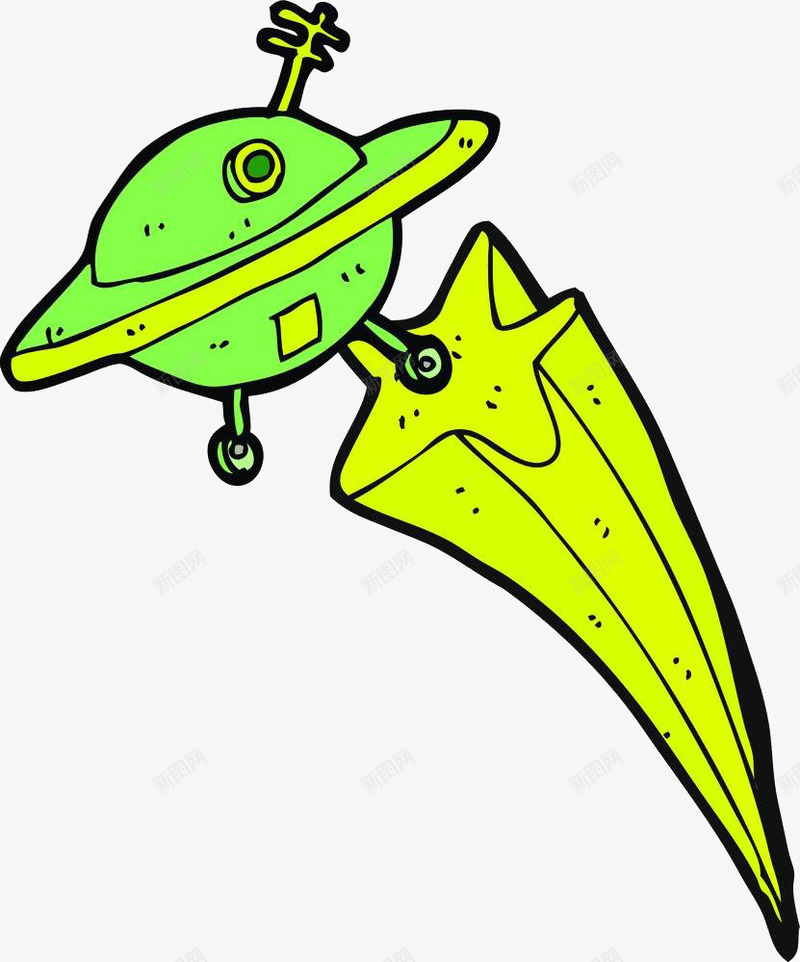 绿色飞碟插画png免抠素材_新图网 https://ixintu.com 传统插画 太空外星卡通 宇宙飞船 有趣 绿色飞碟插画 飞碟