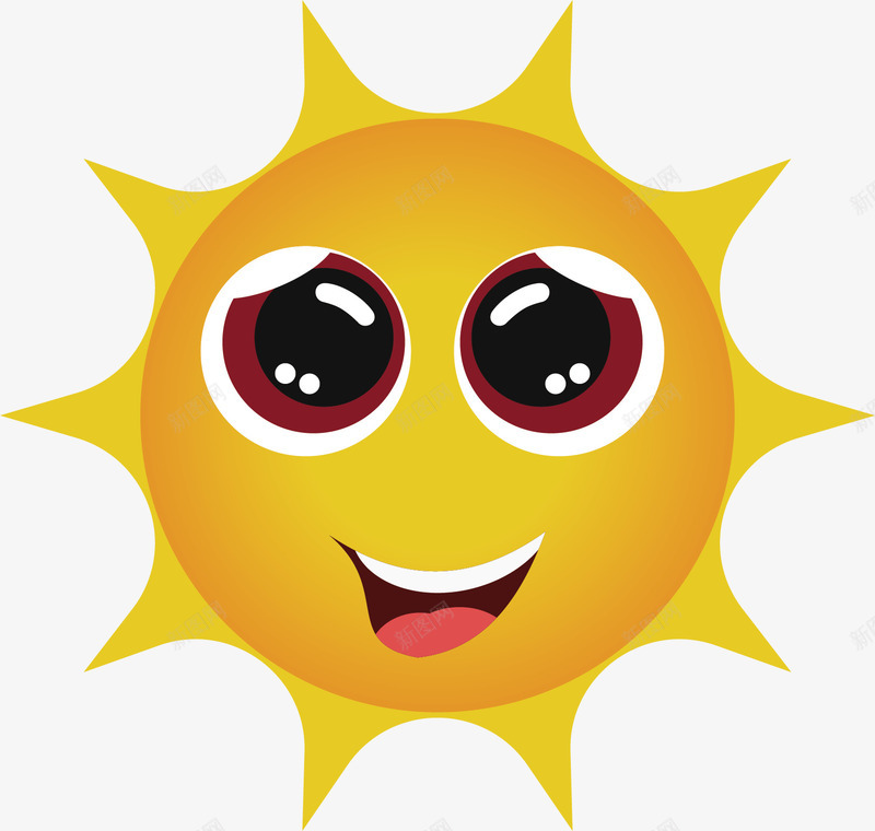 卡通可爱太阳矢量图ai免抠素材_新图网 https://ixintu.com 创意 卡通 太阳 温暖 表情 阳光 黄色 矢量图