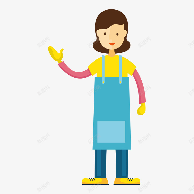 穿围裙的女人png免抠素材_新图网 https://ixintu.com png图形 png装饰 卡通 围裙 女人 装饰