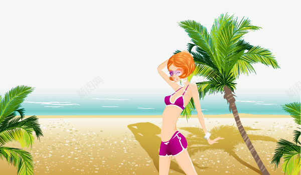 沙滩上的美女png免抠素材_新图网 https://ixintu.com 休闲 卡通女人 女人 娱乐 度假 手绘 旅游 旅行 椰树 比基尼美女 沙滩 沙滩上的女人 海边 美女