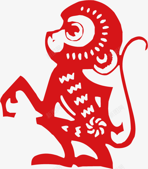 精美剪纸十二生肖png免抠素材_新图网 https://ixintu.com 中国风 剪纸 动物 古典 猴子 申猴 精美 红色