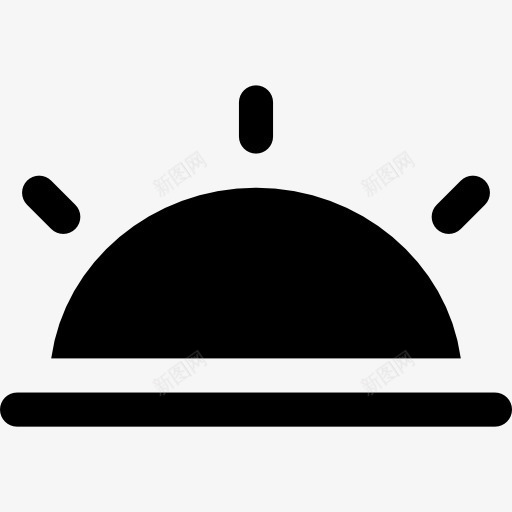 黑色的半个太阳图标png_新图网 https://ixintu.com 大杯固体 天气 日出 日落 象征太阳 黑色