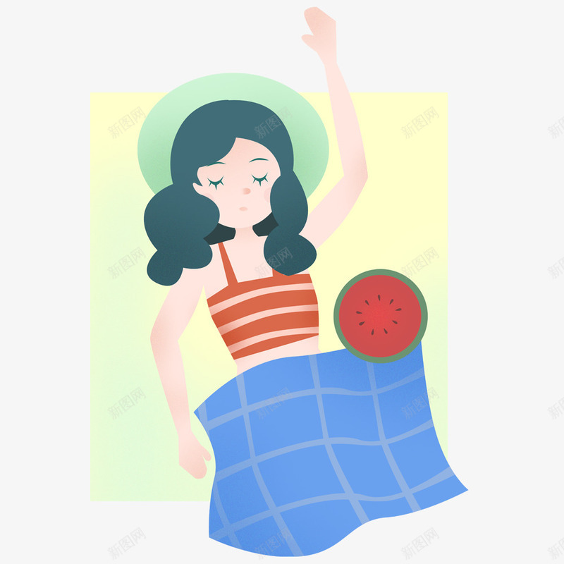 卡通手绘睡觉的女人png免抠素材_新图网 https://ixintu.com 创意 动漫动画 卡通手绘 睡觉的女人 简约 被子