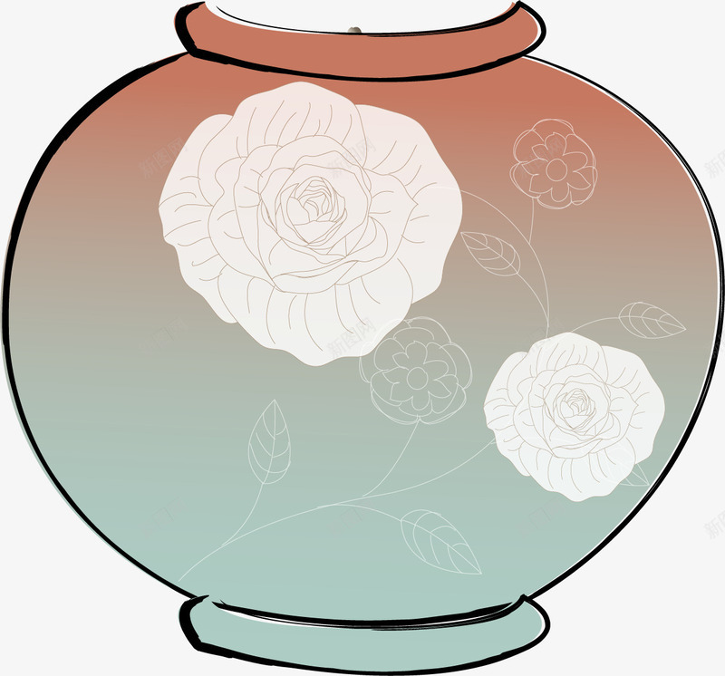 牡丹花瓶png免抠素材_新图网 https://ixintu.com 卡通花瓶 手绘花瓶 油画 油画花瓶 牡丹 花瓶