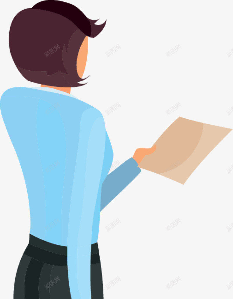 拿着单子的短发女人png免抠素材_新图网 https://ixintu.com 人物插画 女人插画 拿着单子 短发女人 职员 职场女人
