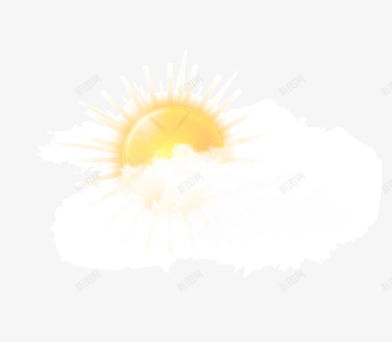 多云太阳png免抠素材_新图网 https://ixintu.com 天气 天气预报 阴天太阳