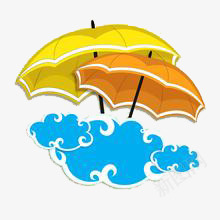 卡通简约伞png免抠素材_新图网 https://ixintu.com 伞 卡通 波浪 简约 黄色