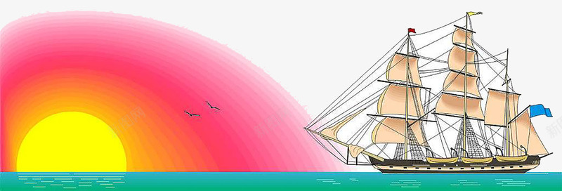 手绘海上太阳png免抠素材_新图网 https://ixintu.com 手绘日出 日出 早上的太阳 海上初升太阳 海上日出 海上朝阳 红色海上日出