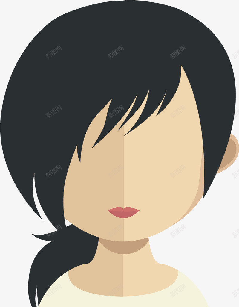 一个长发无脸女孩矢量图ai免抠素材_新图网 https://ixintu.com 人物 卡通手绘 女孩 无脸 红唇 美丽 长发 矢量图