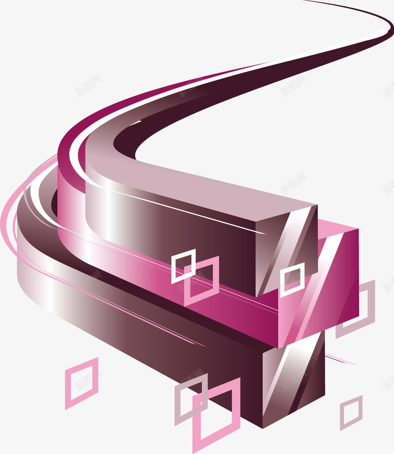 立体线条和方块矢量图ai免抠素材_新图网 https://ixintu.com 方块 点线面 紫色 线条 矢量图