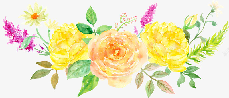黄色花手绘花卉图案牡丹花开png免抠素材_新图网 https://ixintu.com 手绘 牡丹 花 黄色