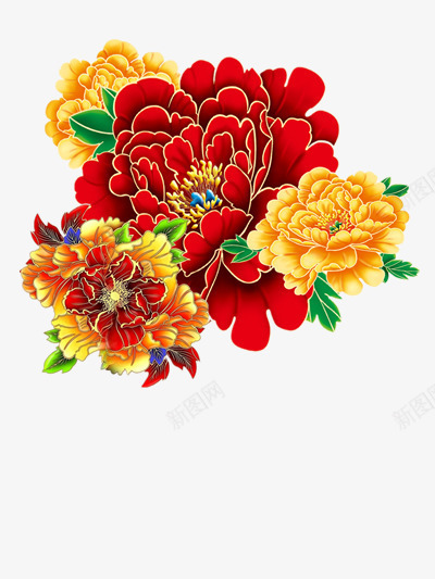 盛放的牡丹png免抠素材_新图网 https://ixintu.com 卡通 图片 装饰