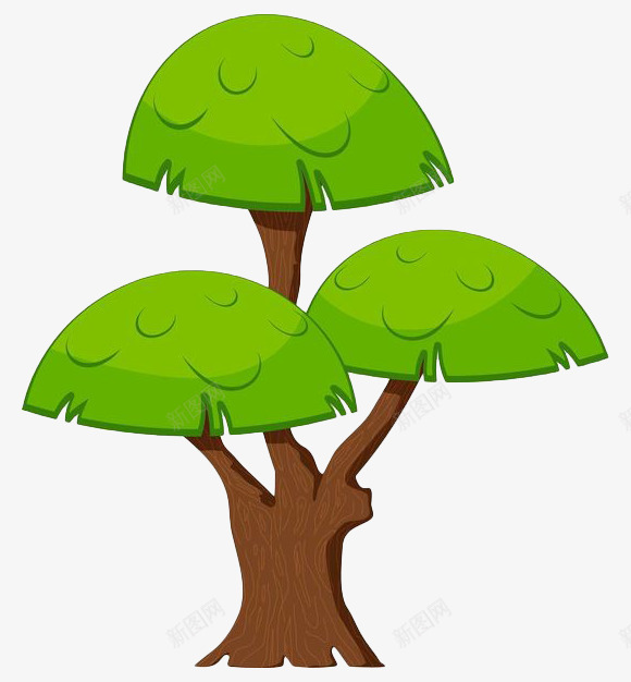 手绘绿色蘑菇树png免抠素材_新图网 https://ixintu.com 卡通树 手绘 树木 树木笔刷 植物 绿植 绿色 蘑菇树