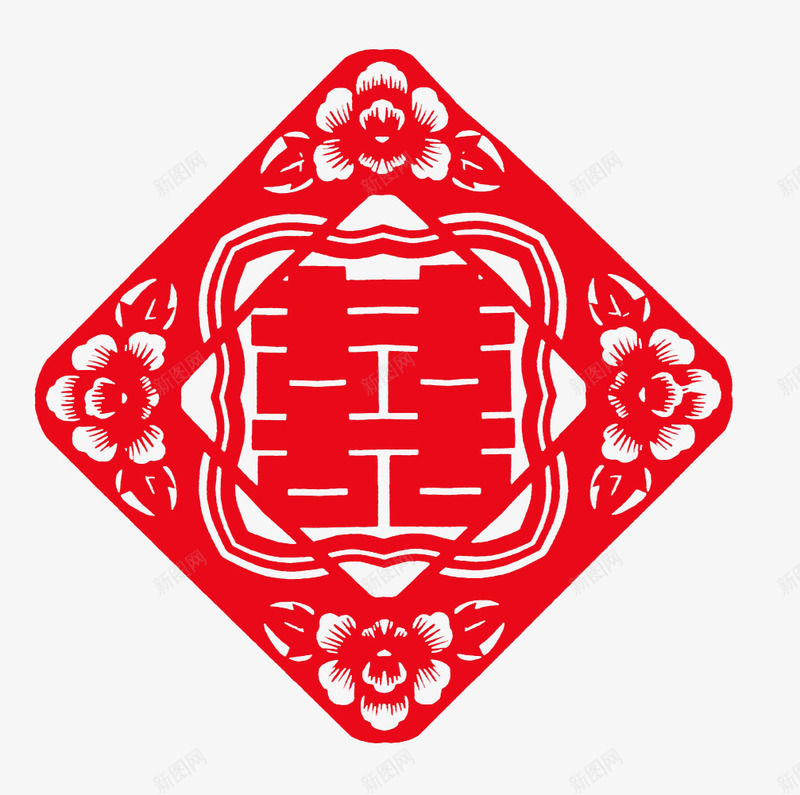 方块双喜字png免抠素材_新图网 https://ixintu.com 双喜字 喜庆 福气