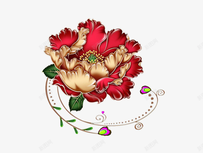 牡丹盛放png免抠素材_新图网 https://ixintu.com 手绘 艺术花 花
