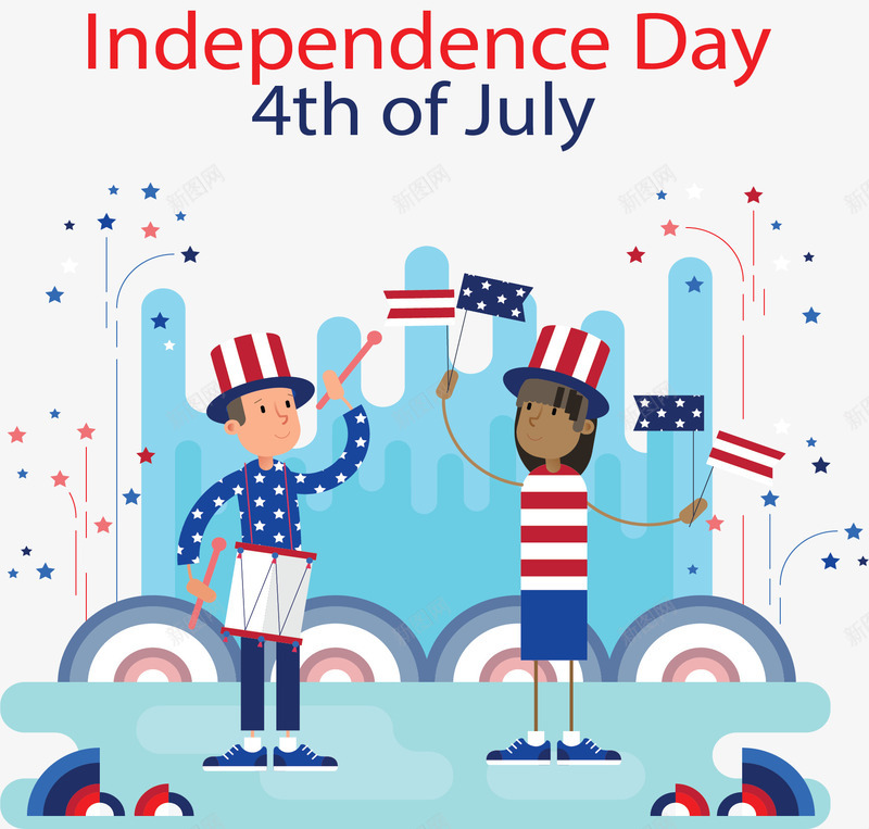 庆祝美国独立日的人矢量图ai免抠素材_新图网 https://ixintu.com 庆祝节日 独立日 矢量png 美国 美国独立日 美国节日 矢量图