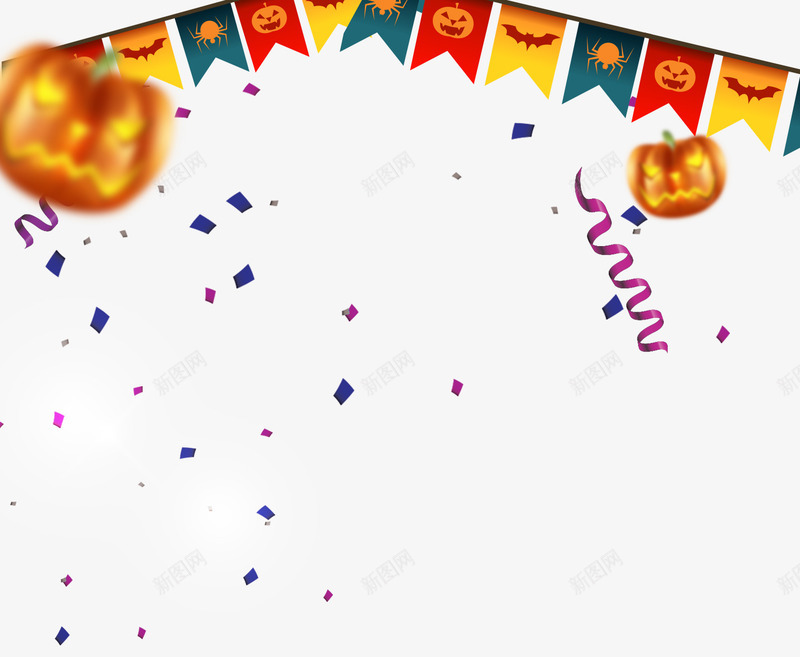 万圣节快乐png免抠素材_新图网 https://ixintu.com 万圣节 万圣节南瓜 夜晚 宣传 庆祝 彩带 节日派对 节日装饰 装饰