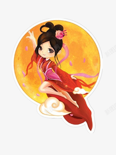 中秋节装饰png免抠素材_新图网 https://ixintu.com 中秋节 传统 嫦娥 月亮 装饰