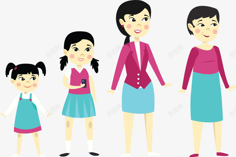 女人随着年龄的变化矢量图ai免抠素材_新图网 https://ixintu.com 不同年龄 女人 女人年龄 年龄 生命周期 矢量png 矢量图