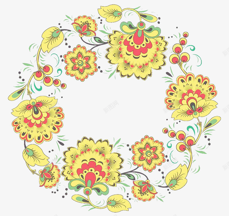 窗花png免抠素材_新图网 https://ixintu.com 牡丹 窗花 黄色