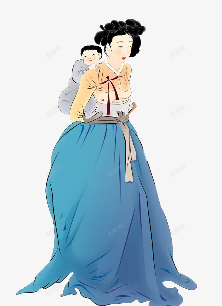古代背小孩的女人png免抠素材_新图网 https://ixintu.com 古代 女人 小孩 手绘