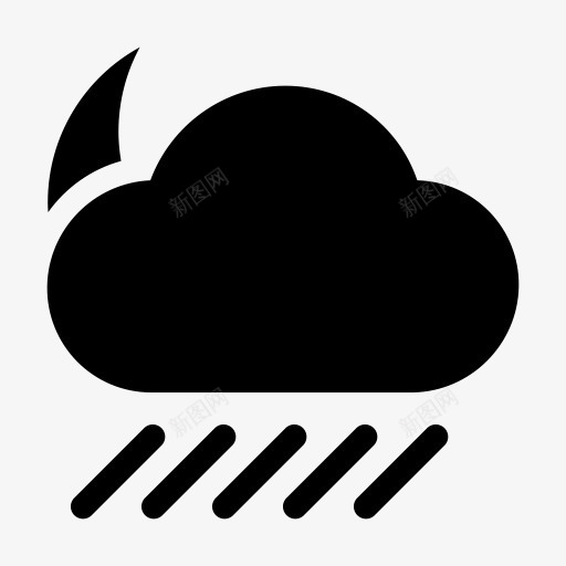 云月亮晚上雨天气天气图标png_新图网 https://ixintu.com Cloud moon night rain weather 云 天气 晚上 月亮 雨
