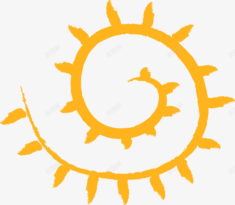 橙色手绘太阳png免抠素材_新图网 https://ixintu.com 手绘简笔画太阳天气晴