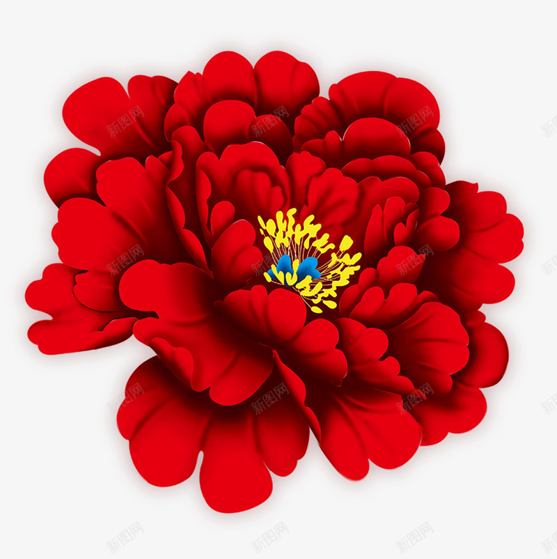 红色牡丹花psd免抠素材_新图网 https://ixintu.com 中国风 牡丹花 红色牡丹花