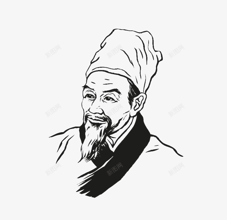 手绘的张仲景png免抠素材_新图网 https://ixintu.com PNG素材 古典 张仲景 手绘