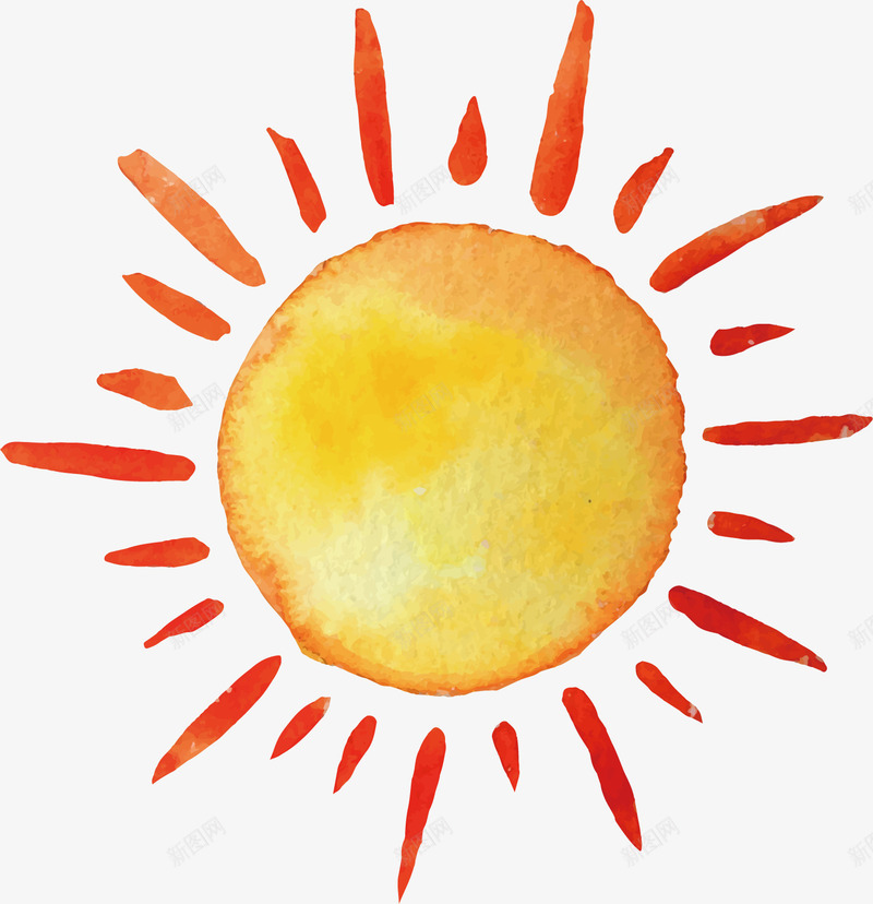 太阳画画图矢量图ai免抠素材_新图网 https://ixintu.com 几何图形 卡通手绘 唯美 太阳 红色 绘画 黄色 矢量图