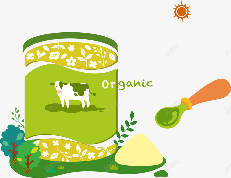 卡通可爱绿色食品矢量图ai免抠素材_新图网 https://ixintu.com 卡通 可爱 牛奶 绿色 食品 矢量图