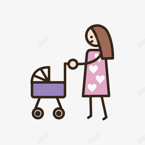 推着婴儿车的女人png免抠素材_新图网 https://ixintu.com 卡通 女人 婴儿车 手绘 母亲 简笔画 高兴地