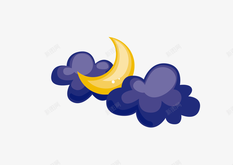 卡通天气图标png_新图网 https://ixintu.com 乌云 卡通天气图标 月亮 矢量素材