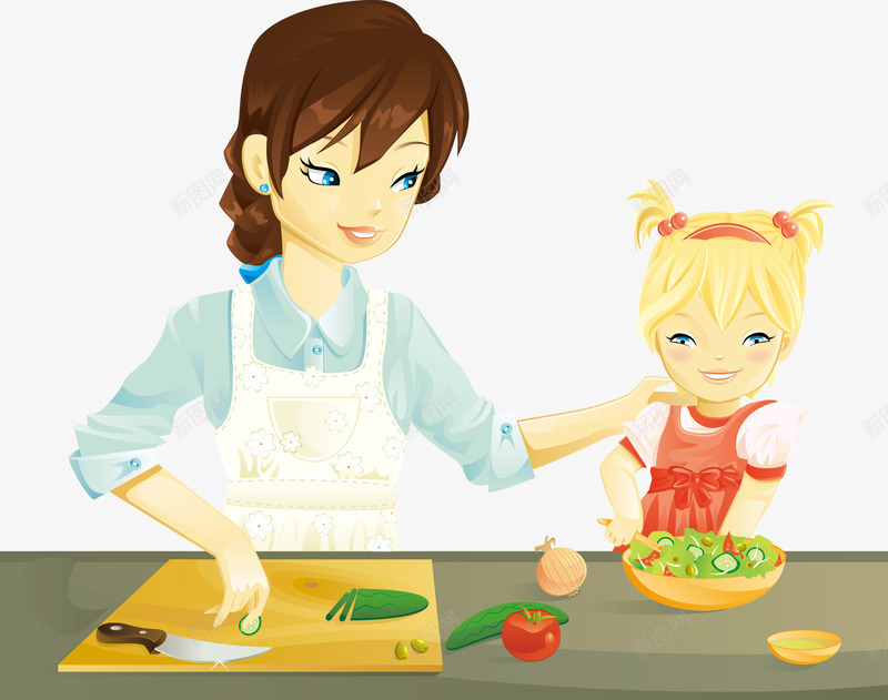 做饭的妈妈png免抠素材_新图网 https://ixintu.com 切菜 厨娘 美丽 贤惠