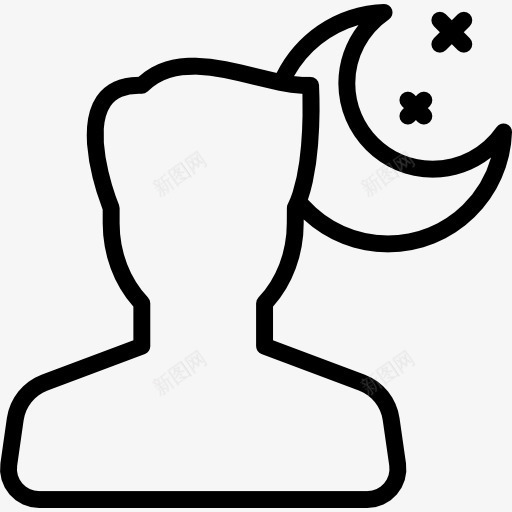 夜间人像图标png_新图网 https://ixintu.com 人 人像轮廓 图片 抽象人像 星星 月亮的一半 粘人的照片