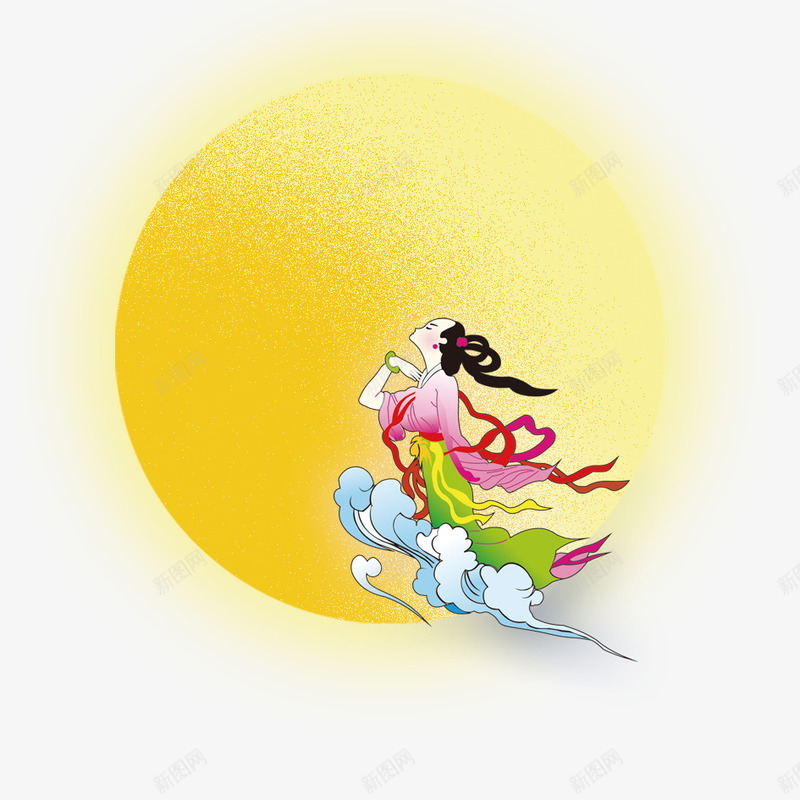 嫦娥奔月png免抠素材_新图网 https://ixintu.com 中秋 中秋节 八月十五 卡通 月亮 月饼 美食 食物