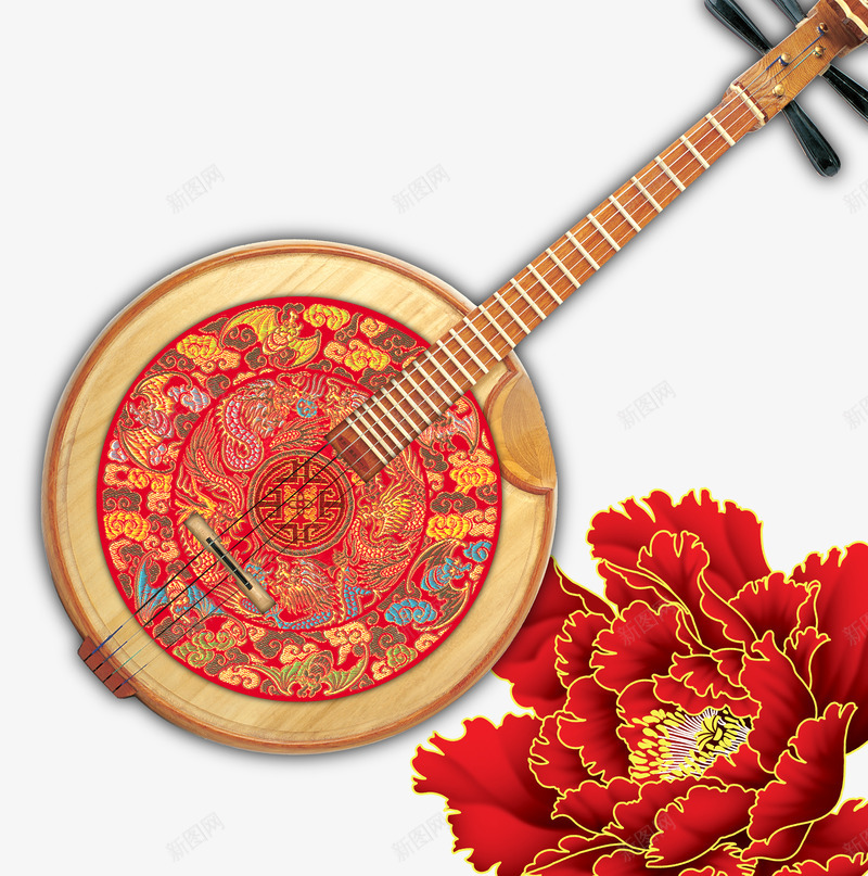 牡丹花园曲乐器psd免抠素材_新图网 https://ixintu.com 乐器 园曲 牡丹花