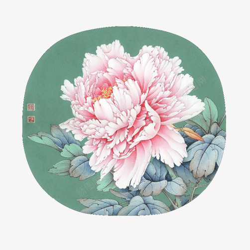 水墨牡丹png免抠素材_新图网 https://ixintu.com 圆构图 牡丹 粉色 花卉 装饰画