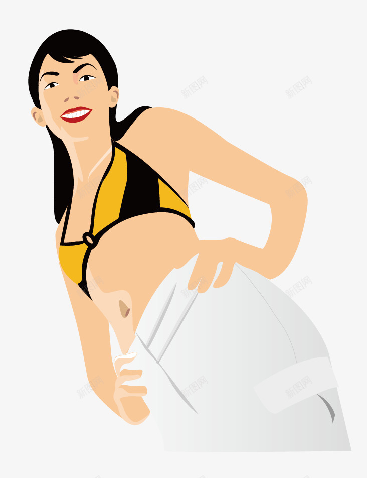 露肚脐的女人png免抠素材_新图网 https://ixintu.com 女人 性感 笑容 长发