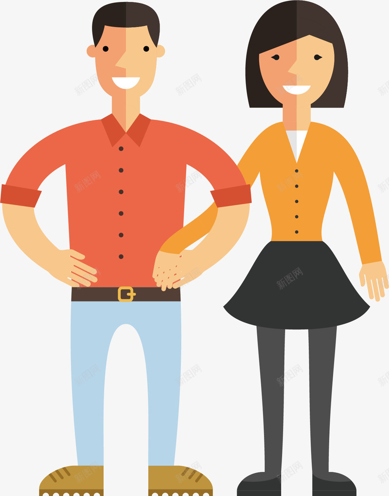 恩爱的夫妻矢量图ai免抠素材_新图网 https://ixintu.com 夫妻 帅气男士 恩爱 美丽女士 裙子 黑色头发 矢量图