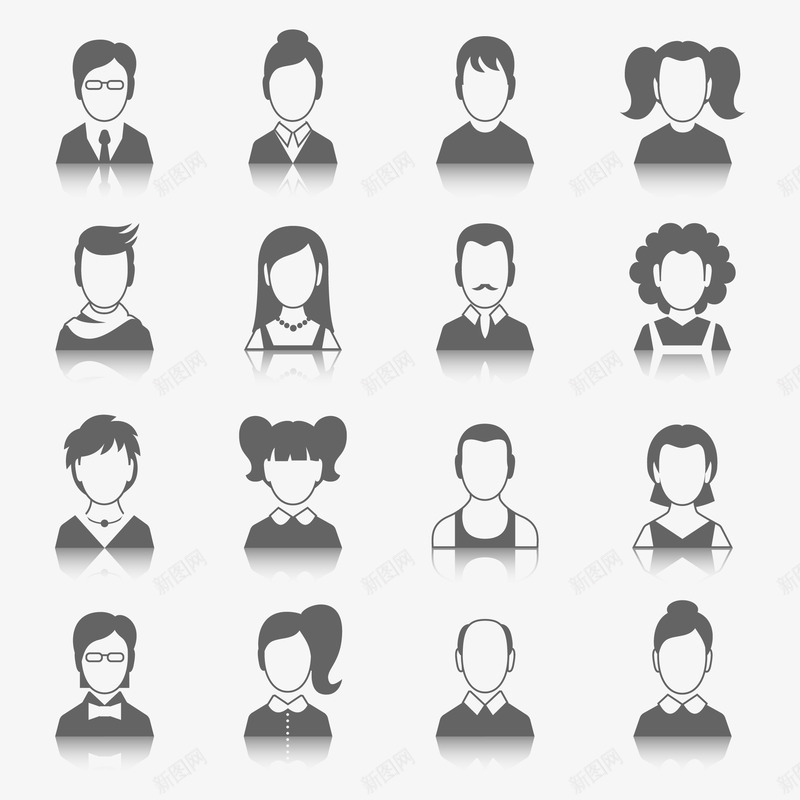 人物灰色图标png_新图网 https://ixintu.com 人物 图标 女人 灰色 男人 职业人物