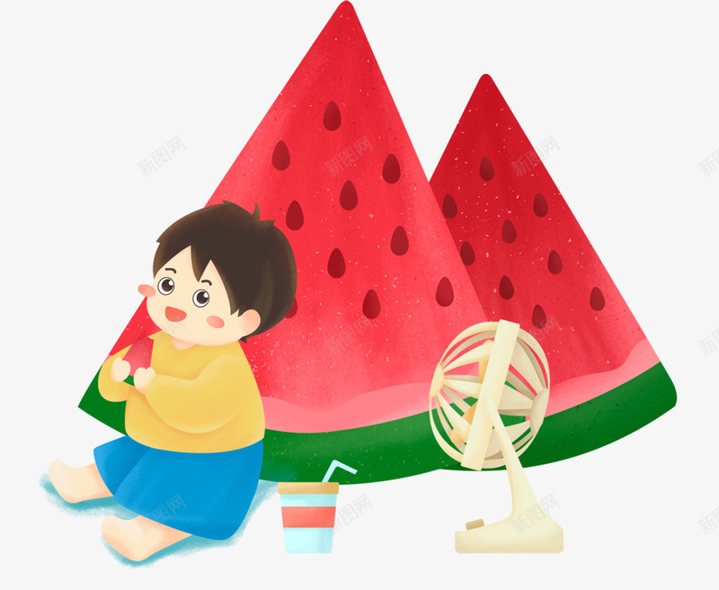 清凉夏日吃西瓜的男孩插画bannerpsd免抠素材_新图网 https://ixintu.com banner 吃西瓜 夏日 插画 清凉 清凉夏日吃西瓜的男孩插画banner 男孩