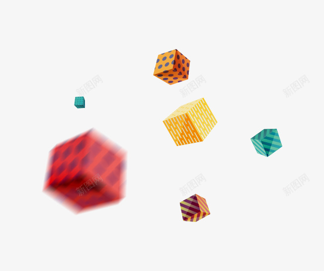 彩色动感方块蔬菜png免抠素材_新图网 https://ixintu.com 几何方块 动感方块 彩色方块 方块