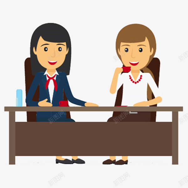 聊天的女人png免抠素材_新图网 https://ixintu.com 上班族 上班族海报 卡通 女士 手绘 聊天